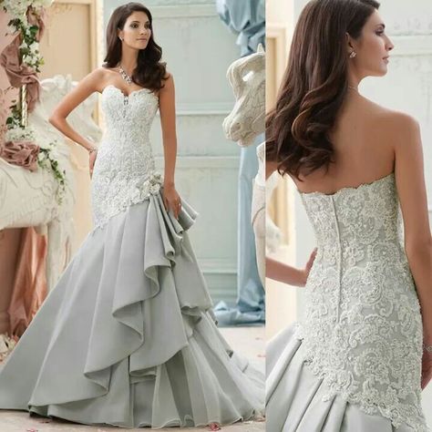 Pretty Modified Mermaid Wedding Dress, David Tutera Wedding Dresses, David Tutera Wedding, Split Wedding Dress, Blue Wedding Gowns, Mon Cheri Bridal, Wedding Dresses Taffeta, Mermaid Sweetheart, David Tutera