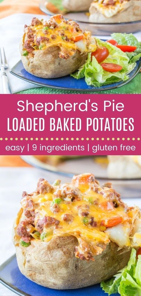 Baked Potato Dinner, Stuffed Baked Potato, Stuffed Baked Potatoes, Potato Dinner, Baked Potato Recipes, Loaded Baked Potatoes, Ground Beef Recipes Easy, Shepherd's Pie, Gluten Free Recipes For Dinner