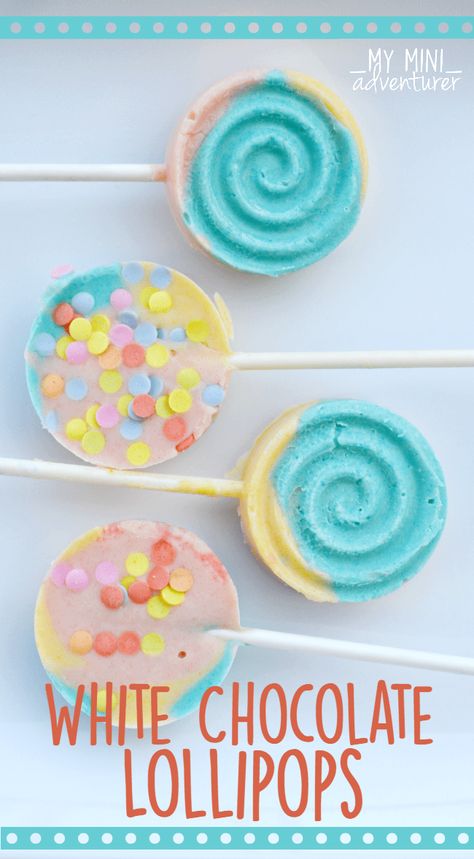 Chocolate Lollipops Ideas, Chocolate Lollipop, Chocolate Lollipops Packaging, Lollipop Chocolate, White Chocolate Lollipops, Swirl Lollipop, Sprinkle Lollipop, Lollipop Decorations, Rainbow Jello