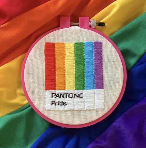 Pride Embroidery Ideas, Lgbtq Embroidery, Queer Embroidery, Pride Embroidery, Neon Embroidery, Paper Embroidery, Pride Gifts, Embroidery Ideas, Fiber Arts