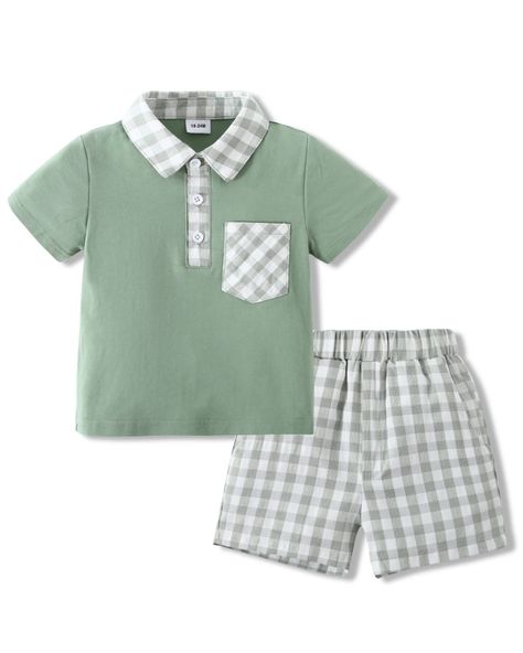 PRICES MAY VARY. 【Soft Material】Toddler boy clothes is made of high-quality cotton blend, soft and breathable, give your baby soft comfortable feeling in this summer. 【Feature】Toddler boy outfits, toddler boy short sets, solid color polo T-shirt with plaid shorts set, two side pockets and elastic waist design, dinosaur pattern short-sleeved top. The boys summer outfits will make your baby look more adorable and lively! 【Occassion】Toddler boy summer clothes perfect for daily wear, play, party, be Vintage Kids Clothes Boys, Stylish Baby Boy Outfits, Jeans Pants Outfit, Boys Clothes Patterns, Jean Set, Outfits Short Sleeve, Stylish Baby Boy, Toddler Boy Summer, Aged Clothing