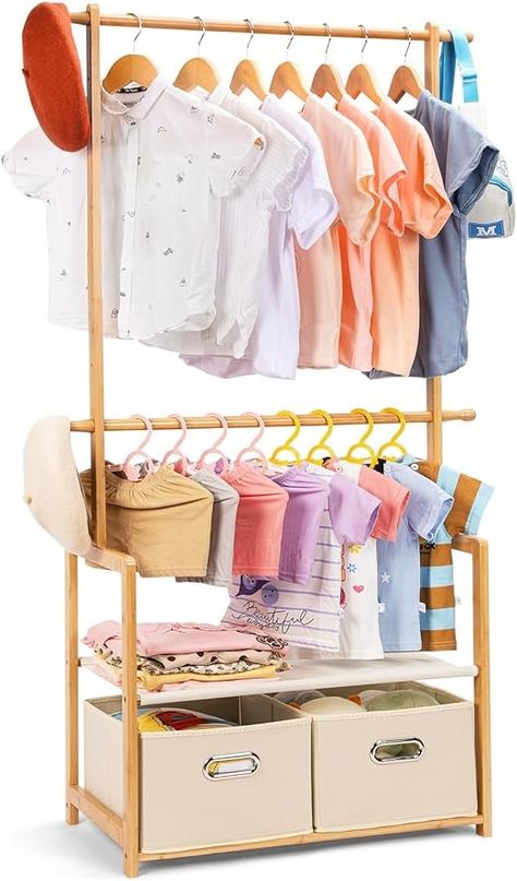 Dress Up Rack, Toddlers Bedroom, Partition Storage, Kids Clothing Rack, Bamboo Clothes, Wine Shelves, Garment Rack, Toddler Bedrooms, Basket Shelves