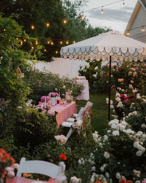 Rose Lane Garden | You can’t go wrong having a party in a garden🧚🌸✨💖 Imagine your intimate event photo album looking something like this!… | Instagram Colorful Garden Party Wedding, Garden Party Hens, Vintage Garden Party Wedding, Garden Cocktail Party, Rose Garden Party, Formal Garden Party, Pink Garden Party, Garden Engagement Party, Backyard Garden Party