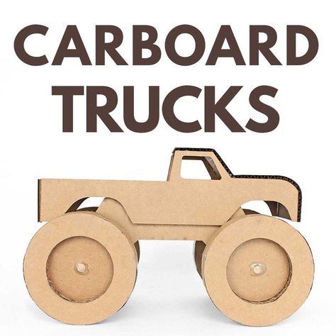 TEMPLATES for DIY Trucks Cardboard Monster Truck, Cardboard Truck, Cardboard Cars, Cardboard Craft Ideas, Monster Truck Theme, Cardboard Creations, Cardboard Car, Diy Monsters, Truck Diy