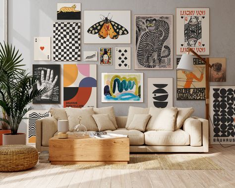 Farmhouse gallery wall living room