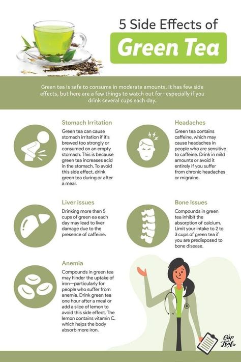 Ready to drop the coffee and switch over to tea? Consider these green tea side effects before guzzling down multiple cups a day. Green Tea Side Effects, Tea Infographic, Lose Belly Fat Quick, Benefits Of Green Tea, Green Tea Drinks, Best Green Tea, Tea Health Benefits, How To Make Greens, Health Tea