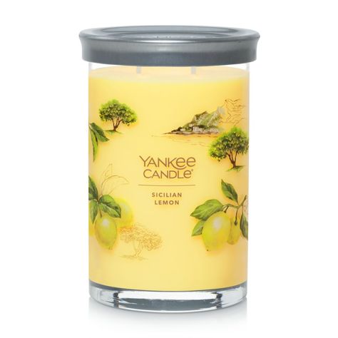 Sicilian Lemon Signature Large Tumbler Candle - Signature Large Tumbler Candles | Yankee Candle Yankee Candle Scents, Candle Brand, Sicilian Lemon, Citrus Fragrance, Candle Branding, So Fresh, Small Jars, Candle Styling, Candle Light