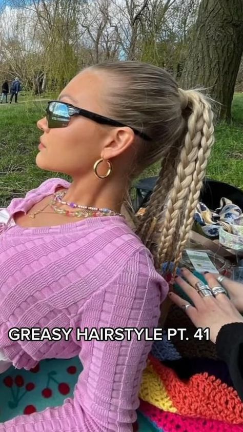 Slick Back Gym Hairstyles, Rave Ponytail Hairstyles, Spy Hairstyles, Cochella Hair Hairstyles, Easy Slick Back Hairstyles, Festival Hair Updo, Techno Hairstyles, Amusement Park Hair, Fitness Hairstyles