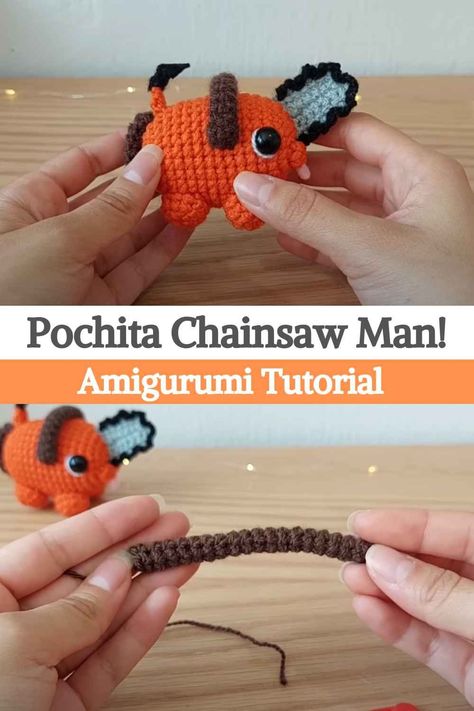 If you or someone you know is an anime lover, this is the right tutorial! This time we will learn how to make Pochita from Chainsaw Man. It can definitely be the perfect gift, because it is beautiful and with an incredible personality!The best thing about this project is that it is really easy to do, you just have to know the basic stitches and follow the instructions of the creator to the letter, who guides us throughout the construction process of Pochita!... Crochet Pochita Pattern, Crochet Chainsaw Man, Amigurumi Crochet Tutorial, Pochita Crochet Pattern Free, Pochita Crochet Pattern, Crochet Easy Gifts, Crochet Anime Keychain, Anime Gift Ideas For Him, Anime Crochet Ideas