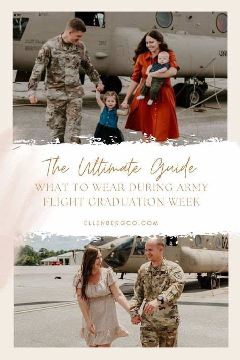 Get ready for Army Flight Graduation Week with my complete guide on what to wear! Whether you're going for casual elegance or formal flair, I've got you covered with outfit ideas that stand out. See more military family pictures photo shoots air force, military jet family photos, family photo outfits military and more! Army Graduation Outfit, Military Family Pictures, Army Graduation, Marine Graduation, Air Force Graduation, Reunion Outfit, Air Force Military, Flight School, Military Couples