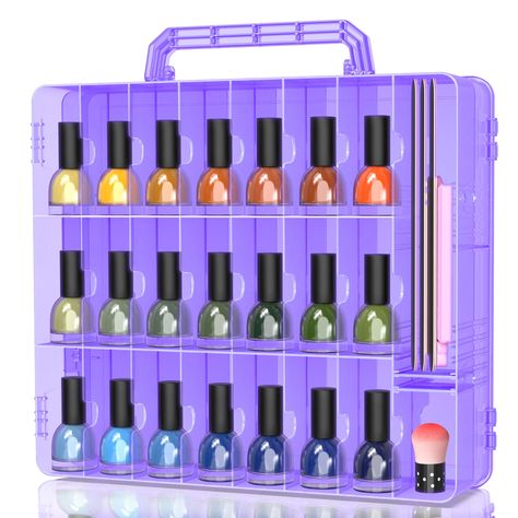 PRICES MAY VARY. Nail Polish Organizer: Ideal for organizing your nail polishes by color, the nail polish organizer is completely transparent which allows you to see all of your nail polish at a glance. Sturdy Nail Polish Holder: The nail polish holder is made of thick and durable plastic, it can protect your nail polishes from damage. And the handle on the top can help you carry it easily, so the nail polish holder can be carried at home or on a trip. Universal Nail Polish Case: The nail polish Nail Polish Case, Nail Storage, Nail Polish Box, Nail Organization, Nail Polish Holder, Nail Polish Rack, Nail Polish Organizer, Nail Polish Storage, Clear Nail