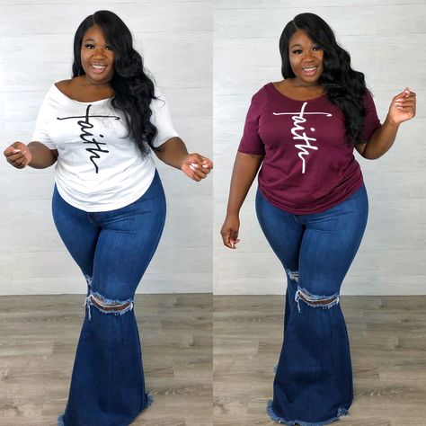 Plus Size Bell Bottom Jeans, Plus Size Flare Jeans Outfits Casual, Plus Size Bell Bottom Jeans Outfit, Plus Size Bell Bottoms Outfit, Plus Size Flare Jeans Outfits, Styling Flare Jeans, Flare Jeans Plus Size, Plus Size Bell Bottoms, Plus Size Flare Jeans