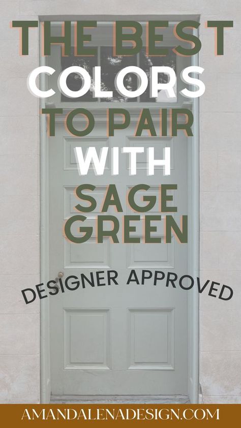 Want to learn the best colors to pair with sage green? Our latest blog post shares what colors pair well with sage green. Whether you have sage green walls, sage green cabinets, or sage green decor. Bring your room to life by knowing what colors work the best. Whole House Paint Scheme Sage Green, Sage Green French Doors, Sage Green House Door Color, Door Colors For Sage Green House, Decorating With Sage Green Walls, Sage Green Foyer, Colors To Pair With Sage Green, What Colors Go Well With Sage Green, Agreeable Gray And Sage Green