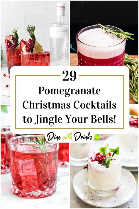 Collage of 4 pomegranate christmas cocktails. Christmas Pomegranate Cocktail, Christmas Cocktails With Pomegranate, Pomegranate Whiskey Cocktail, Christmas Pomegranate Drink, Pomegranate Cocktail Recipes Vodka, Pomagranet Christmas Drink, Pomagranet Cocktails Vodka, Pomegranate Vodka Drinks, Christmas Cocktail Competition