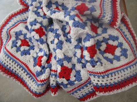 Red, White & Blue by teacuplane-sandy, via Flickr blue: day 9 by jessica wilson {jek in the box}, via Flickr #RedWhiteBlue #Seethe4th Red And Blue Crochet Blanket, Blue Crochet Blanket, Crochet Throws, Crocheted Afghans, Granny Square Projects, Crochet Throw Pattern, Crocheting Ideas, Crochet Fun, Cute Blankets