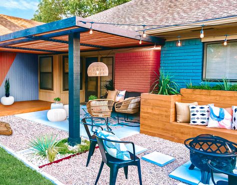 Maximalist House, Dining Room Murals, Backyard Transformation, Planter Bench, Cement Tile Shop, Backyard Designs, Modern Pergola, Backyard Remodel, Bungalow Style