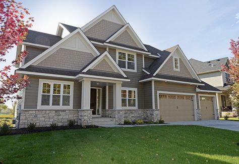 Cobblestone & Monterey Taupe Hardie Shingle Siding, James Hardie Siding Colors, Hardy Plank Siding, Exterior House Siding, Hardie Board, James Hardie Siding, Siding Ideas, Hardie Siding, Siding Options