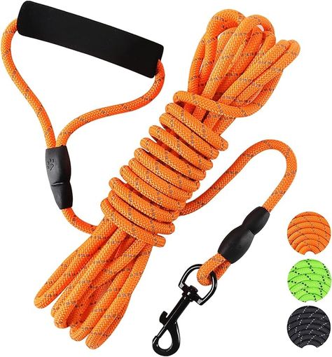 Amazon.com : Vivifying Long Dog Leash, 20ft Reflective Dog Training Leash for Outside and Yard, Floating Long Line Lead with Soft Handle for Beach and Swimming (Orange) : Pet Supplies Late Night Walks, Walking Dogs, Dog Leash Training, Long Dog, Rope Dog Leash, Night Walks, Rope Leash, Long Rope, Rope Dog