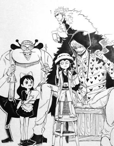 Donquixote Family, Poster Manga, Baby 5, One Piece Crew, One Piece 1, One Piece Funny, Baby #5, Trafalgar Law, One Piece Drawing