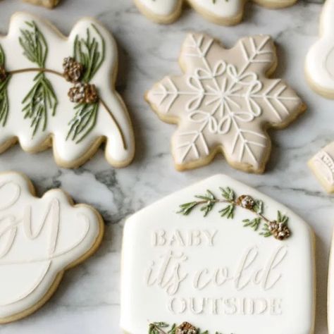 Baby It’s Cold Outside Cake, Winter Baby Shower Cookies, Cutout Cookie, Outside Baby Showers, Iced Sugar Cookies, Shower Cookies, Christmas Gingerbread House, Christmas Baby Shower, Baby It's Cold Outside