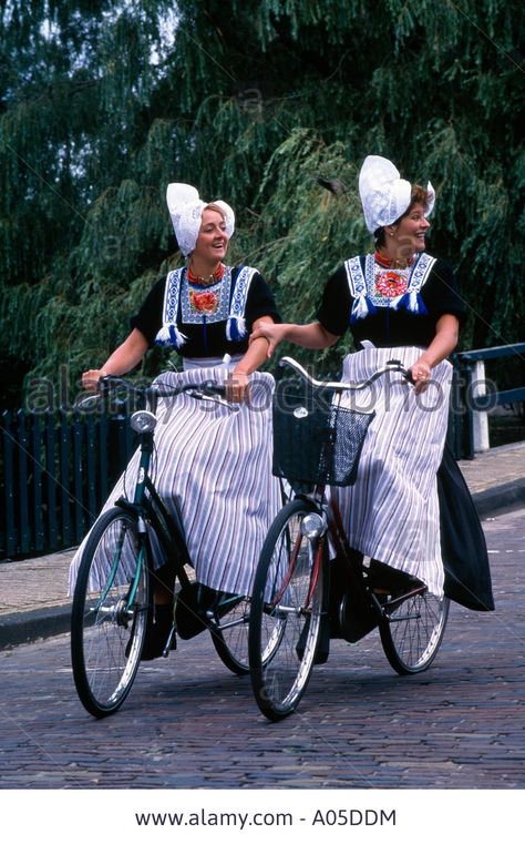 Dutch Women, National Costume Stock Photo #NoordHolland #Volendam Dutch Outfits, Dutch Dress, Dutch Clothing, Dutch Costume, Holland Amsterdam, Dutch Heritage, Dutch People, Dutch Women, North Holland