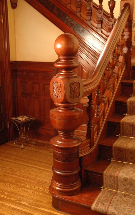 Article Image Newel Post Ideas, Stair Newel Post, Staircase Railing Design, Handrail Design, Contemporary Sideboard, Newel Posts, Staircase Railings, Wooden Staircases, Feeling Inspired