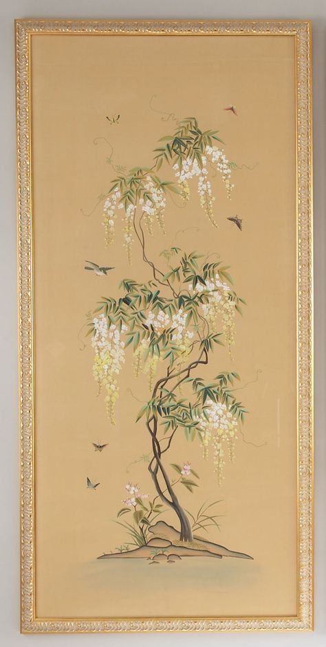 Flowering Tree Pnl-A Chinoiserie Panel, Gold Tree Branches, Chinoiserie Painting, Chinese Tree, Flowering Tree, Professional Decor, Chelsea House, Panel Wall Art, Flowering Trees