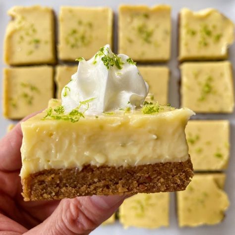 Gluten-Free Key Pie Lime Bars – healthyGFfamily.com Gluten Free Key Lime Cake, Gluten Free Lime Bars, Gluten Free Pumpkin Pie Bars, Gluten Free Key Lime Pie, Key Lime Bars, Cookout Menu, Key Lime Pie Bars, Bars Gluten Free, Key Lime Cake