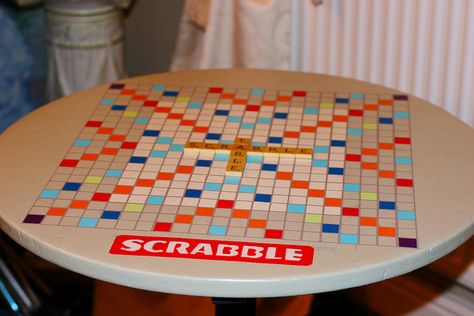 Scrabble Table | Flickr - Photo Sharing! Scrabble Table, Repurpose Dining Room, Scrabble Board, Night Art, Word Games, Diy Table, Furniture Makeover, House Painting, Painted Furniture