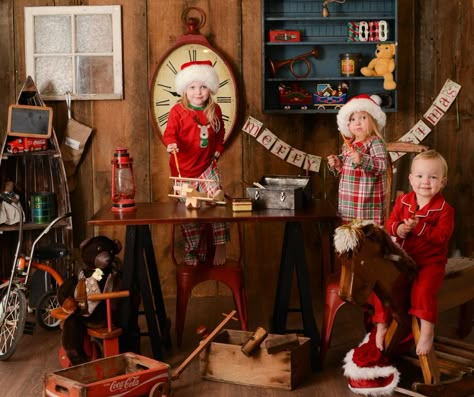 Santas Toy Shop Photoshoot, Steampunk Santa, Christmas Photographer, Santa Claus House, Santa Experience, Santa Toys, Burlington Ontario, Christmas Shoot, Santa's Workshop