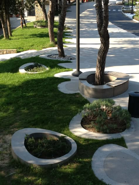 aarchitectura on Architizer Concrete Flower Bed, Landscape Seating, Land Architecture, Park Seating, Space Tree, Landscape Plaza, Green Bench, Car Green, Household Objects