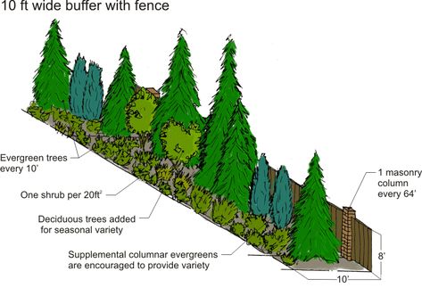 Chapter 22C.120 LANDSCAPING AND SCREENING Fence Line Landscaping Ideas, Landscaping Elements, Privacy Landscaping Backyard, Evergreen Landscape, Fence Installation, Landscaping Trees, Privacy Plants, Privacy Landscaping, Landscape Inspiration