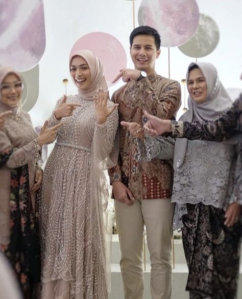 Engagement Hijab Outfits, Baju Tunangan Couple Hijab, Dress Engagement Hijab, Kebaya Engagement Hijab, Engagement Hijab, Engagement Dress Hijab, Muslim Gown, Kebaya Lamaran, Bridal Hijab Styles