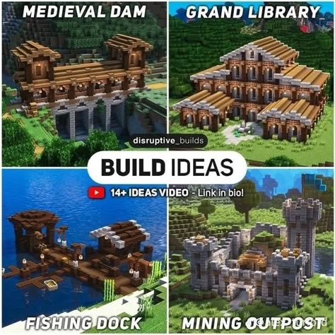 Railroad Minecraft Ideas, Minecraft Village Design, Minecraft Medieval House Ideas, Midevil Minecraft Build, Minecraft Building Ideas Medieval, Minecraft Medieval Builds, Minecraft Houses Blueprints Layout, Minecraft Houses Blueprints Step By Step, Building In Minecraft