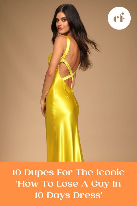 Yellow Satin Gown, Andie Anderson Dress, Andy Anderson Yellow Dress, Andi Anderson Yellow Dress, Andie Anderson Yellow Dress, Kate Hudson Yellow Dress, Andie Anderson, Kate Hudson Dress, Yellow Evening Gown