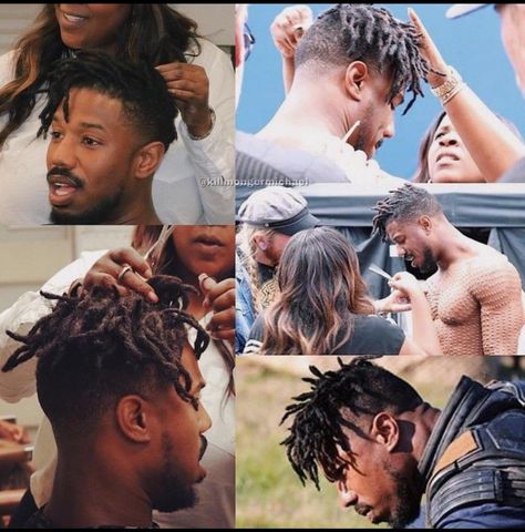 Michael B Jordan Dreads, Wakanda Costumes, Killmonger Hair, Michael Bakari Jordan, Short Dreads, Erik Killmonger, Lupita Nyong, Dreadlock Hairstyles For Men, Black Panther Art