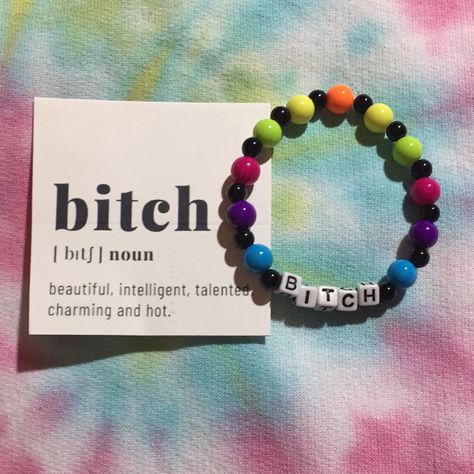 Custom Made Kandi Bracelets For Couples, Trans Kandi Bracelet, Moondrop Bracelet, Candy Bracelets Rave, Gumball And Darwin Bracelets, Trendy Black Jewelry With Letter Beads, Monster Tab Bracelet, Lil Peep Bracelet Ideas, Colors Of Faith Bracelet