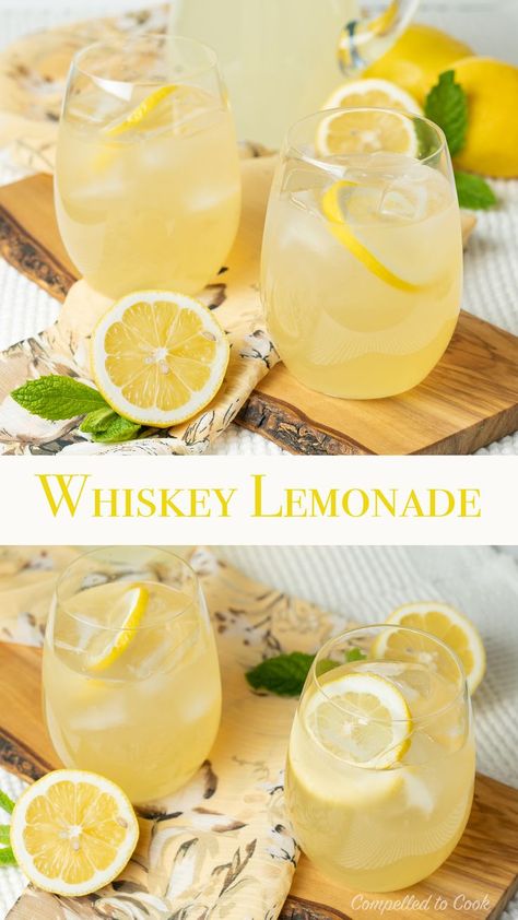 Whiskey Lemonade Pitcher, Whiskey Lemonade Cocktail, Lemon Alcohol, Whiskey Lemonade, Lemon Birthday, Hot Sunny Day, Beverage Ideas, Aesthetic Drinks, Healty Dinner