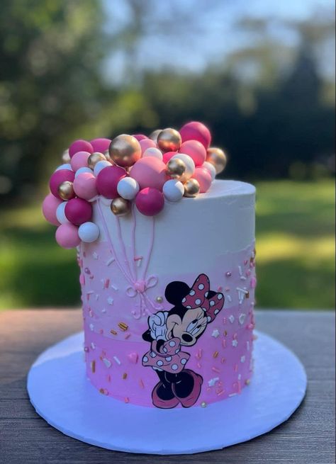 Minnie Mouse Cake Design, Minnie Mouse Birthday Theme, Second Birthday Cakes, Minnie Y Mickey Mouse, Minnie Mouse Birthday Decorations, Baby First Birthday Cake, Cake Pop Decorating, Minnie Mouse Baby Shower, Friends Cake