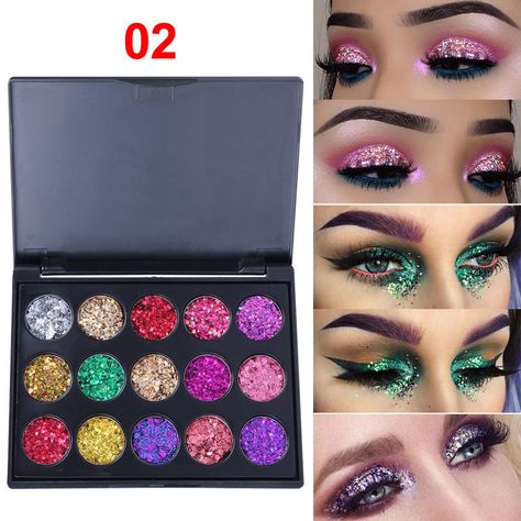 Makeup Sparkle, Ocean Color Palette, Make Up Kits, Eye Highlighter, Shimmer Eyeshadow Palette, Makeup Pigments, Gloss Eyeshadow, Liquid Glitter Eyeshadow, Shiny Eyes