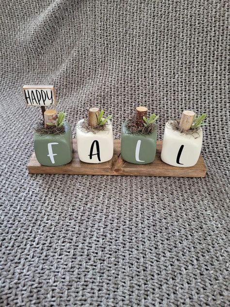 October Craft Fair Ideas, 2023 Fall Wood Crafts, Fall Pumpkin Crafts For Adults, Diy Fall Tiered Tray Decor, 4x6 Wood Projects, Wood Cube Crafts Diy Projects, 2x4 Fall Crafts, Small Fall Crafts, Easy Fall Wood Crafts To Sell