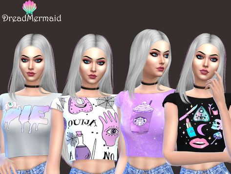 DreadMermaid's Pastel Goth Crops - Mesh needed Sims 4 Cc Pastel Goth Clothing, Sims 4 Pastel Goth Cc Maxis Match, Pastel Goth Sims 4, Sims 4 Cc Pastel Goth, Pastel Goth Sims 4 Cc, Sims 4 Pastel Goth Cc, Sims 4 Cas, Sims Community, Sims 4 Cc Finds