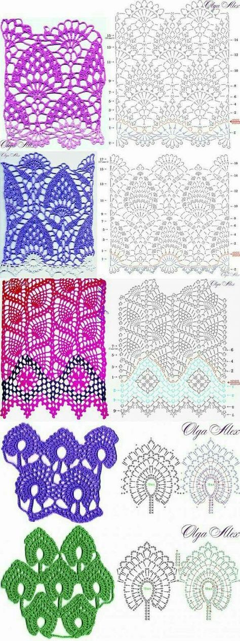 Pineapple crochet patterns Crochet Stitches Chart, Diy Crochet Patterns, شال كروشيه, Crochet Stitches Diagram, Pineapple Crochet, Crochet Motifs, Crochet Diagram, Crochet Stitches Patterns, Crochet Chart