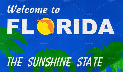 Florida Sign, Florida Wallpaper, Welcome To Florida, Polaroid Template, State Signs, Road Sign, Road Signs, Sunshine State, Saint Pierre And Miquelon