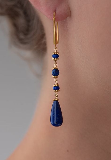 Artistic Earrings, Santa Fe Dry Goods, Fashionable Earrings, Greg Lauren, Lapis Earrings, Jewelry Showcases, Dry Goods, Dangling Earrings, Fantasy Jewelry