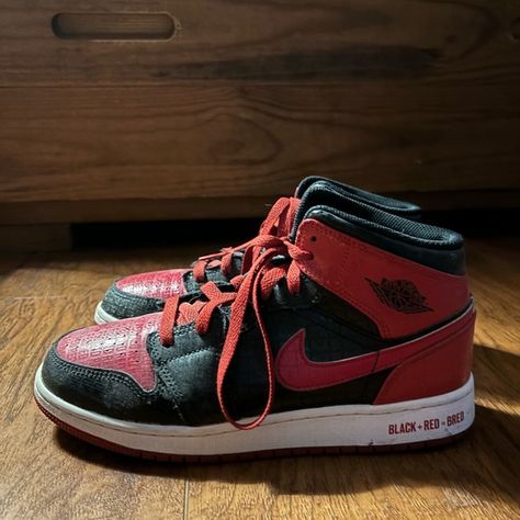 Air Jordan 1 Mid- BLACK+ RED= BRED. Women’s 7.5 Air Jordan 1 Mid Black, Air Jordan 1 Mid, Air Jordan 1, Jordan Shoes, Jordan 1, Air Jordan, Black Red, Air Jordans, Jordan