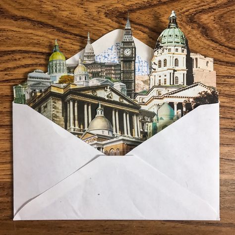 Collage art work by Morgan Jesse Lappin: Air Mail City #2 … | Flickr City Collage, Analog Collage, Art Alevel, Landmarks Art, Gcse Art Sketchbook, Magazine Collage, Envelope Art, Collage Artwork, Gcse Art