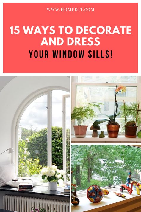 Unfortunately, too many times we forget the details of our house. Small nooks and crannies don’t get paid any attention to and parts of the home go bare. Window sills are one of those places. This is a shame since there are so many wonderful, adorable ways to decorate them!! Here are 15 ways you can decorate them. Window Shelf Decor Ideas, Office Window Sill Decor, Bedroom Window Sill Decor Ideas, Deep Window Sill Ideas Living Room, Deep Windowsill Ideas, How To Decorate Window Sill, Deep Window Sill Ideas Bedroom, Narrow Window Sill Decor, Living Room Window Sill Decor