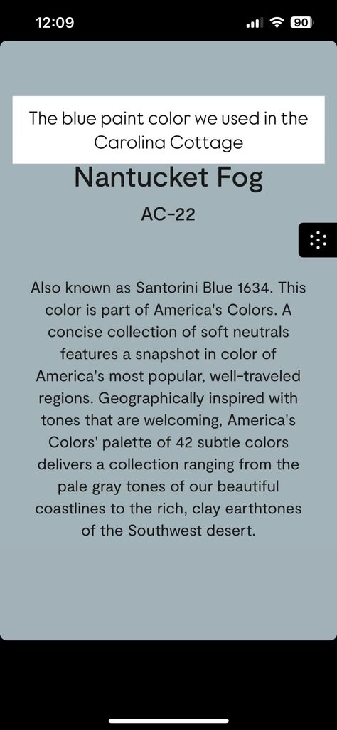 Nantucket Fog Paint, Bm Nantucket Fog, Nantucket Fog Benjamin Moore, Santorini Blue, Blue Paint Colors, Southwest Desert, Grey Tones, Blue Paint, Nantucket