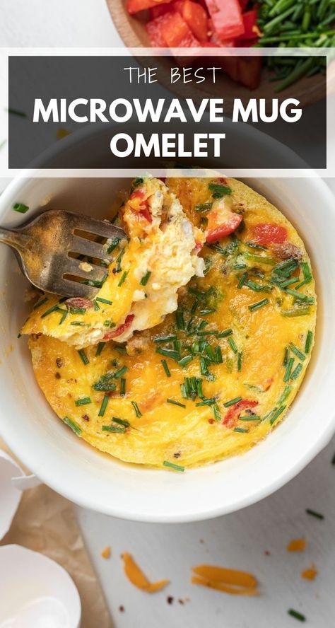 2 Minute Egg Omelet In A Mug, Eggs In A Mug Microwave, Microwave Mug Breakfast, Egg In A Cup Microwave, Mug Eggs Microwave, Omelette In A Mug Recipe, Healthy Microwave Recipes, Microwave Omelette, Microwave Foods